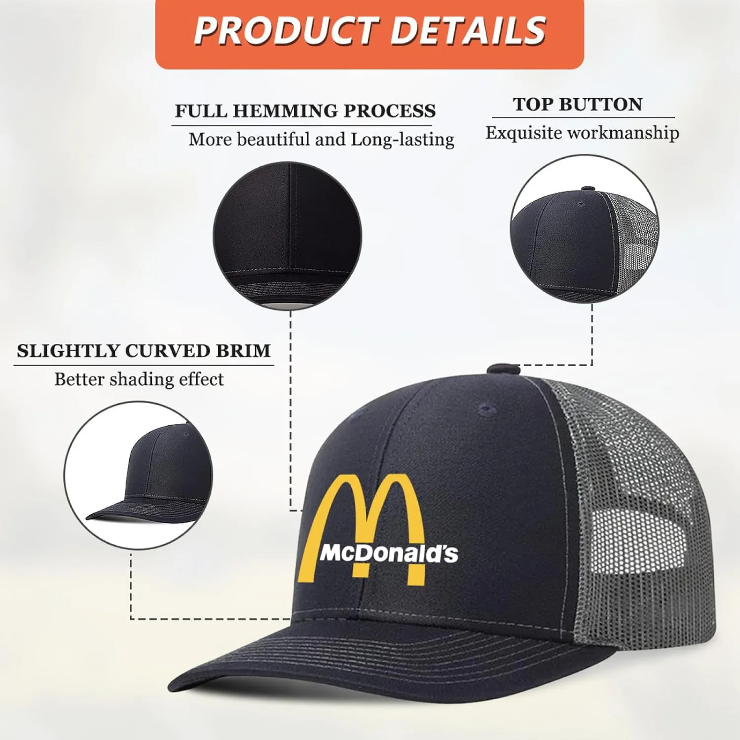 Long Brim Trucker Dad Work Hat for Unisex Adult Soft Outdoor Plain Baseball Mesh Cap Womens Mens Adjustable Golf Sun Hat