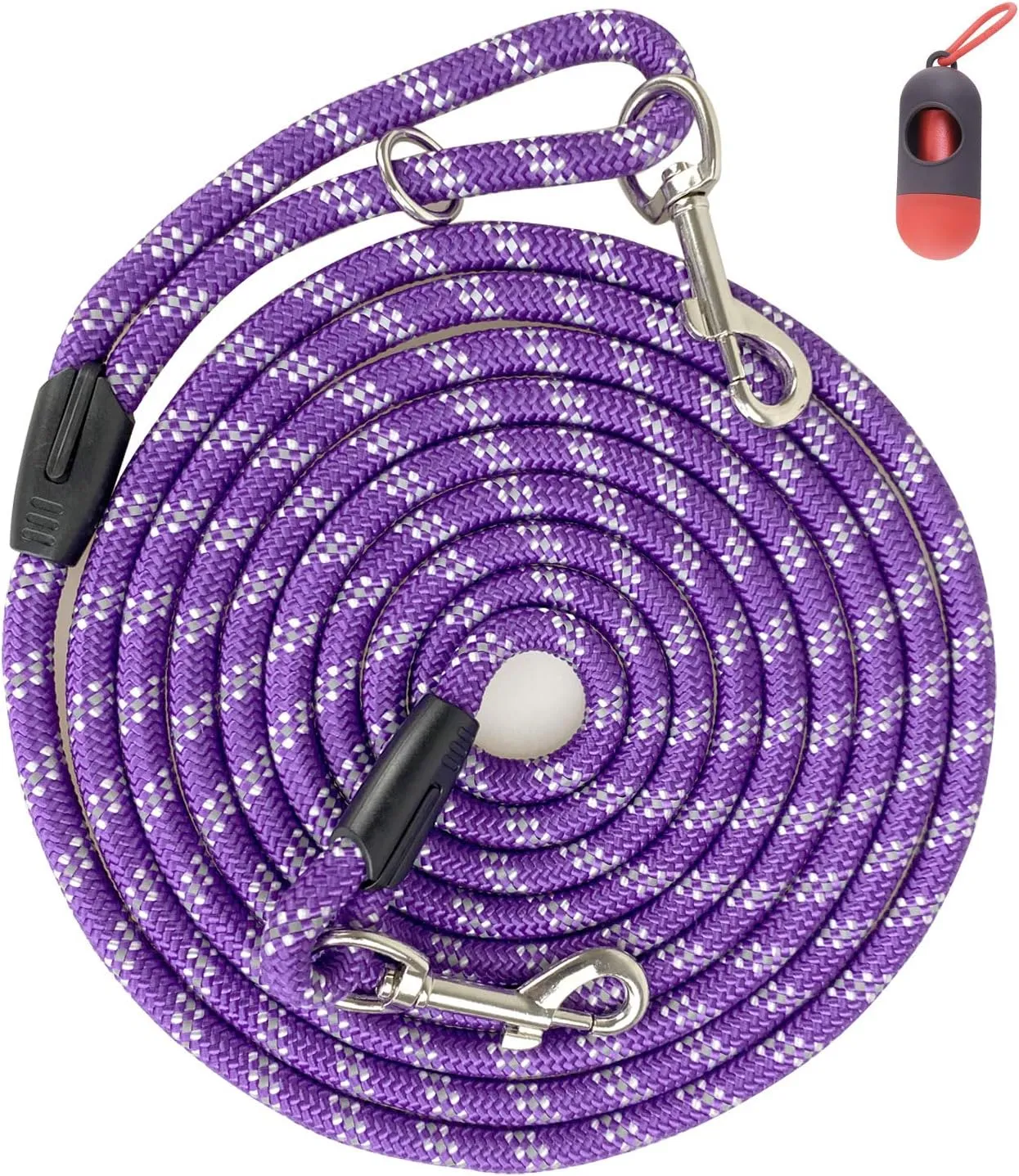 Long Rope Dog Leash for Dog Training 12FT 20FT 30FT 50FT, Reflective Threads Dog Leashes Tie-Out Check Cord Recall Training Agility Lead for Large Medium Small Dogs (Purple, 10mm*50ft)