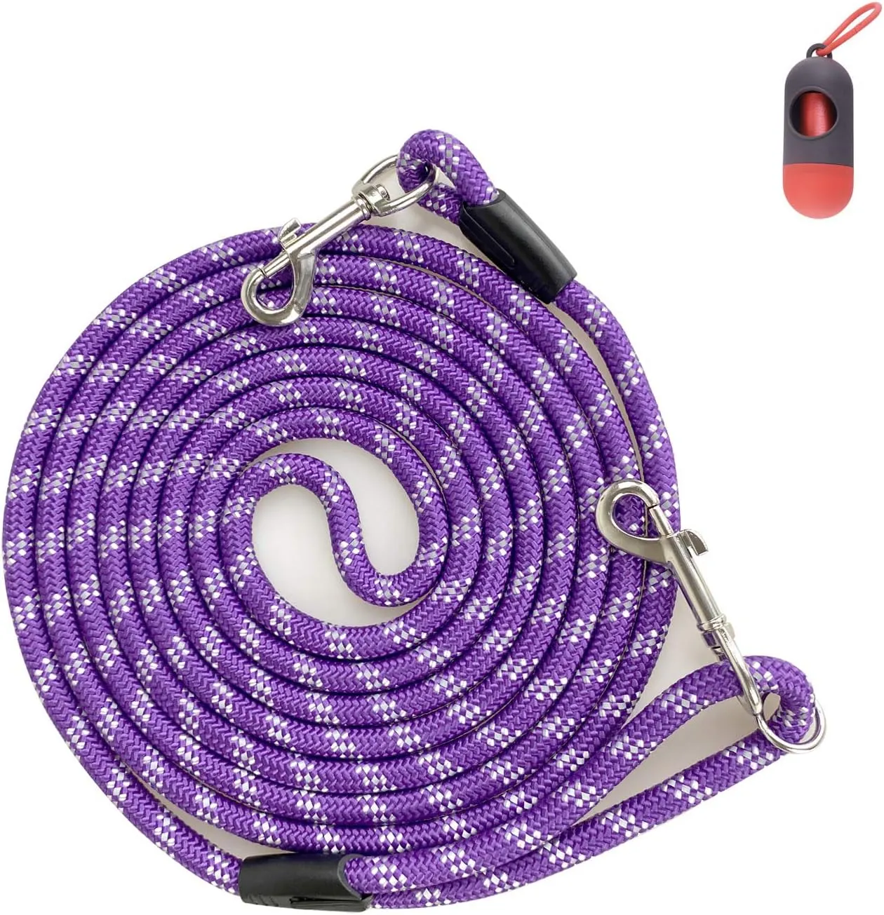 Long Rope Dog Leash for Dog Training 12FT 20FT 30FT 50FT, Reflective Threads Dog Leashes Tie-Out Check Cord Recall Training Agility Lead for Large Medium Small Dogs (Purple, 10mm*50ft)