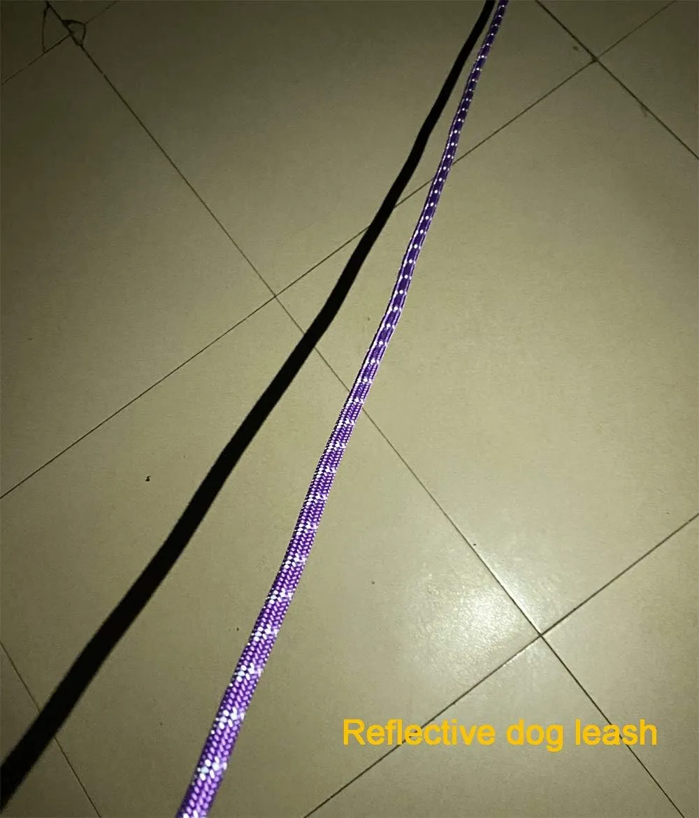 Long Rope Dog Leash for Dog Training 12FT 20FT 30FT 50FT, Reflective Threads Dog Leashes Tie-Out Check Cord Recall Training Agility Lead for Large Medium Small Dogs (Purple, 10mm*50ft)