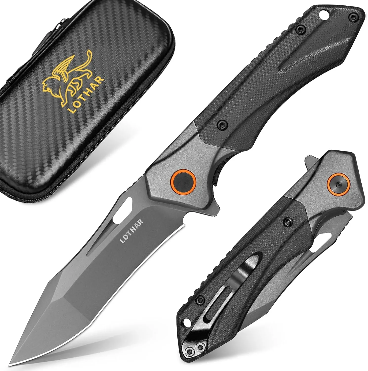 LOTHAR Pocket Knife for Men,2.95” D2 Steel Folding Knife with G10 Handle, Gifts for Men Cool EDC Knife, Pocket Clip, Exotic Touch Pocket EDC Knife (BLACK MINI)