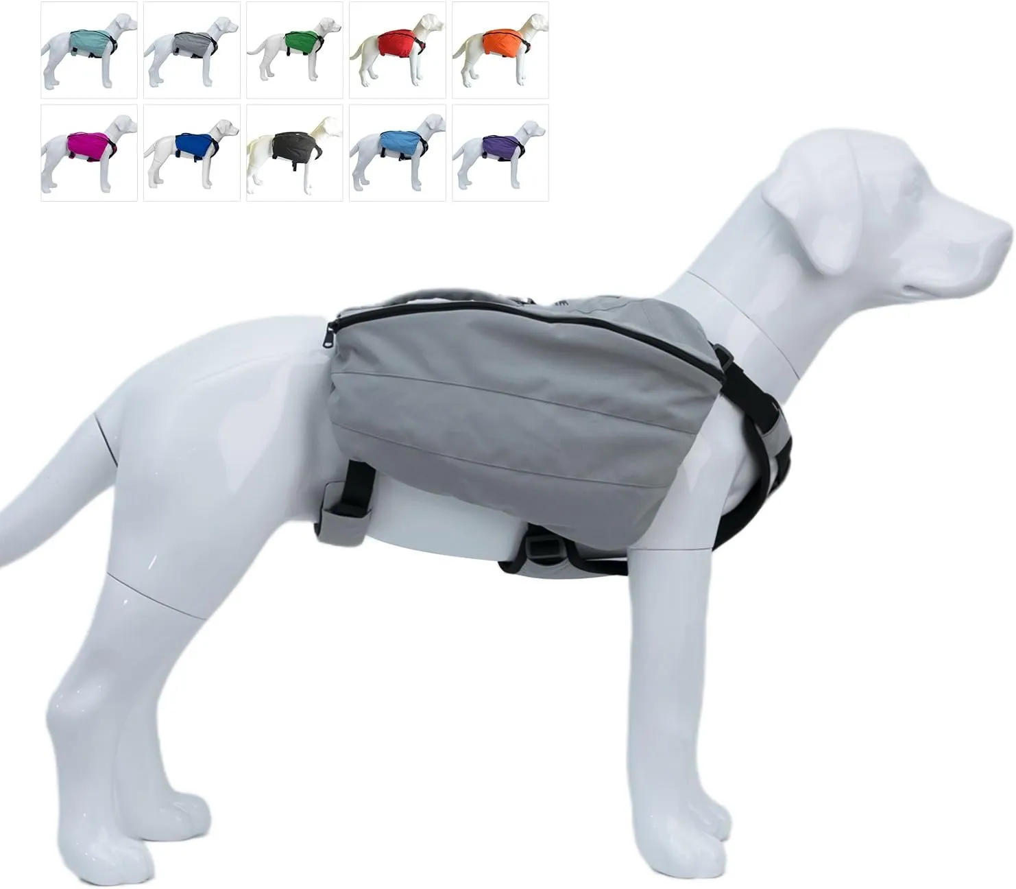 Lovelonglong Dog Backpack for Hiking, Multifunctional Dog Day Pack Zippered Travel Dog Saddle Bag Outdoor Hiking Backpack with 2 Capacious Side Pockets for Small Medium Large Dogs Gray L
