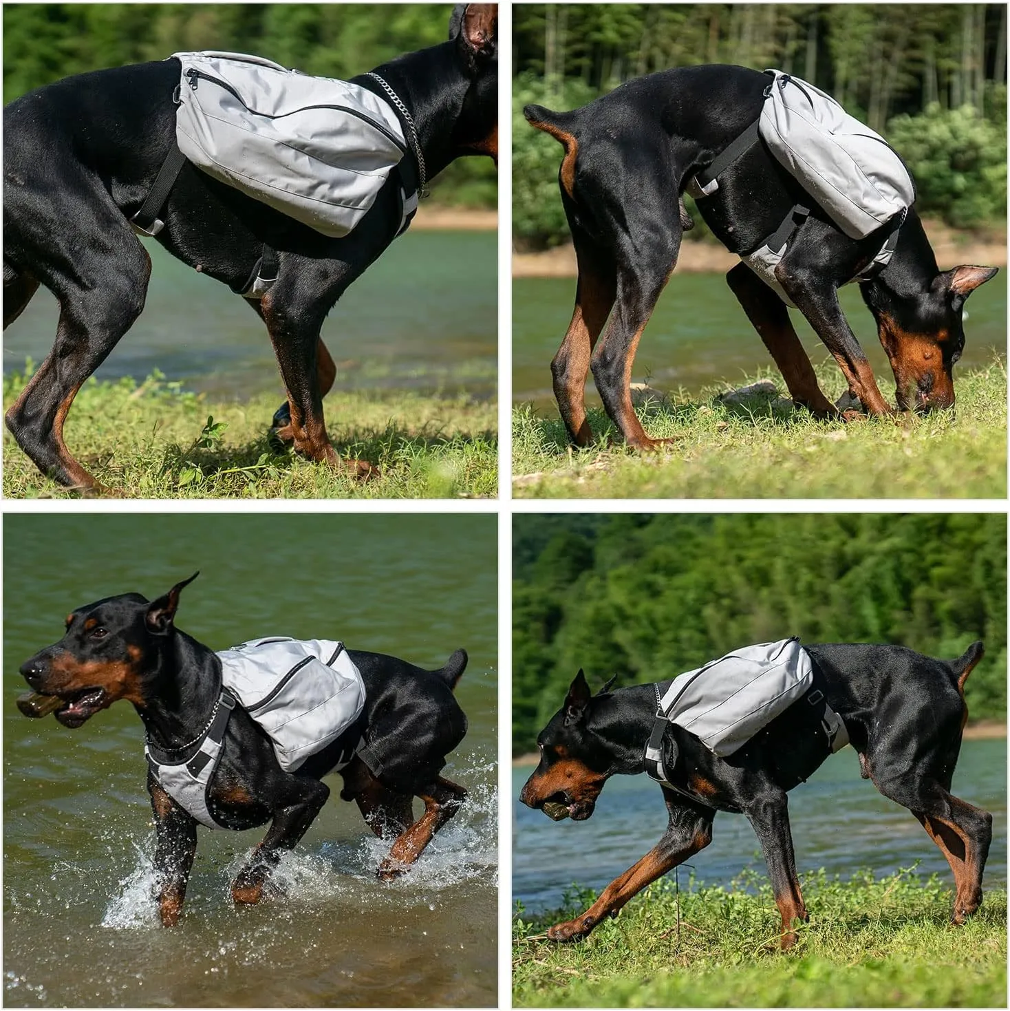 Lovelonglong Dog Backpack for Hiking, Multifunctional Dog Day Pack Zippered Travel Dog Saddle Bag Outdoor Hiking Backpack with 2 Capacious Side Pockets for Small Medium Large Dogs Gray L