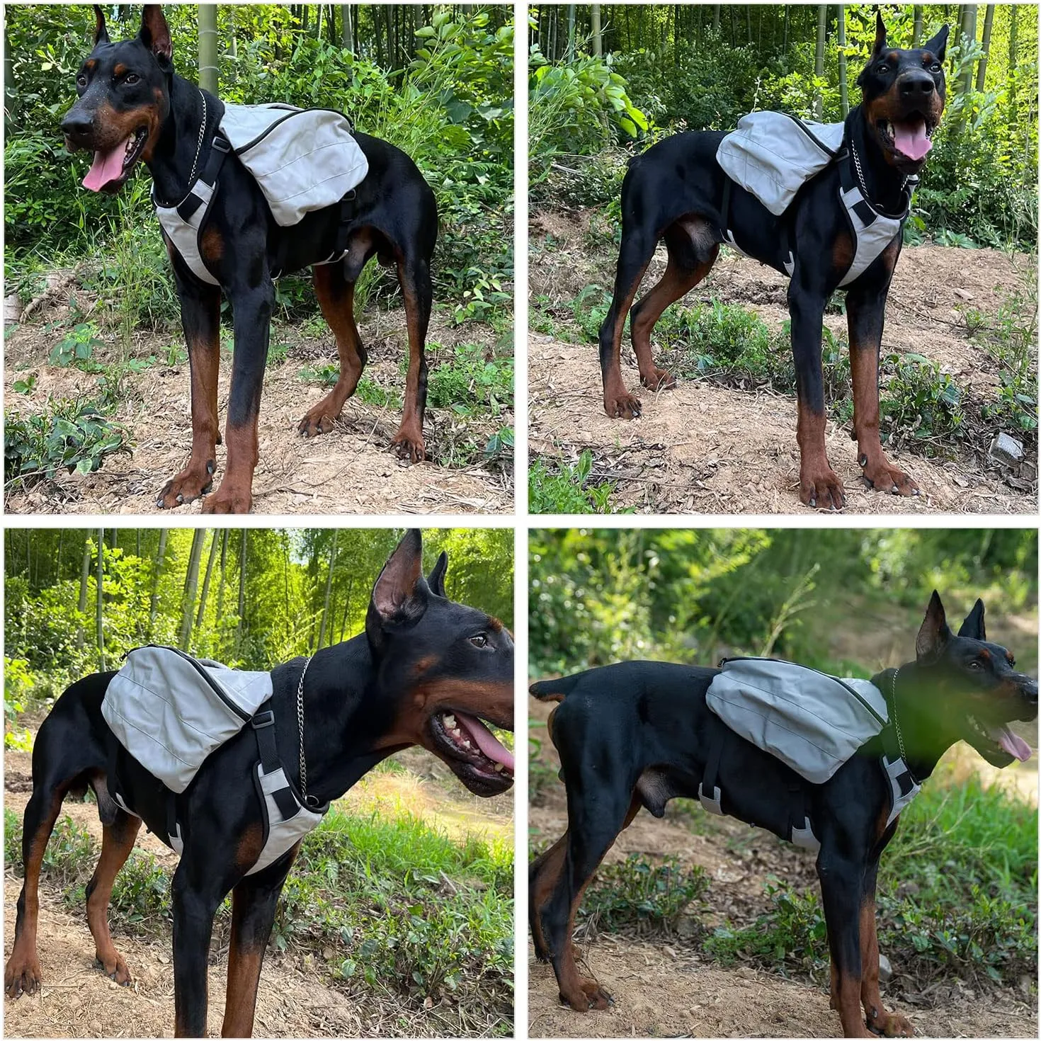 Lovelonglong Dog Backpack for Hiking, Multifunctional Dog Day Pack Zippered Travel Dog Saddle Bag Outdoor Hiking Backpack with 2 Capacious Side Pockets for Small Medium Large Dogs Gray L