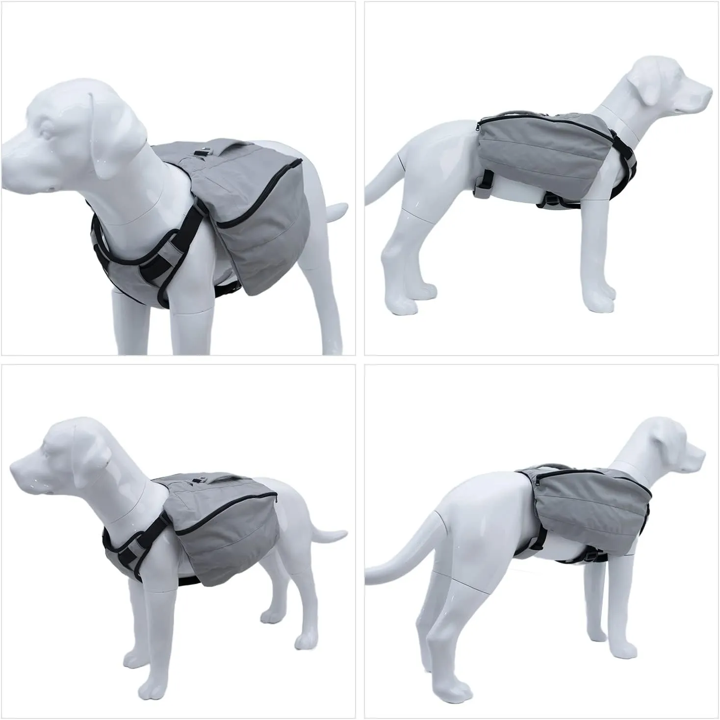 Lovelonglong Dog Backpack for Hiking, Multifunctional Dog Day Pack Zippered Travel Dog Saddle Bag Outdoor Hiking Backpack with 2 Capacious Side Pockets for Small Medium Large Dogs Gray L