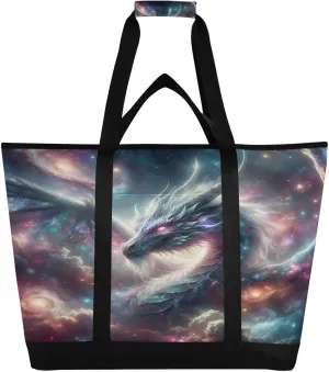 Luminous Galactic Dragon Reusable Insulated Lunchbox Cooler Bag, Leakproof Kitchen Grocery Bag Collapsible Portable Cooler Tote Bag for Picnic, Camping, Office, Travel