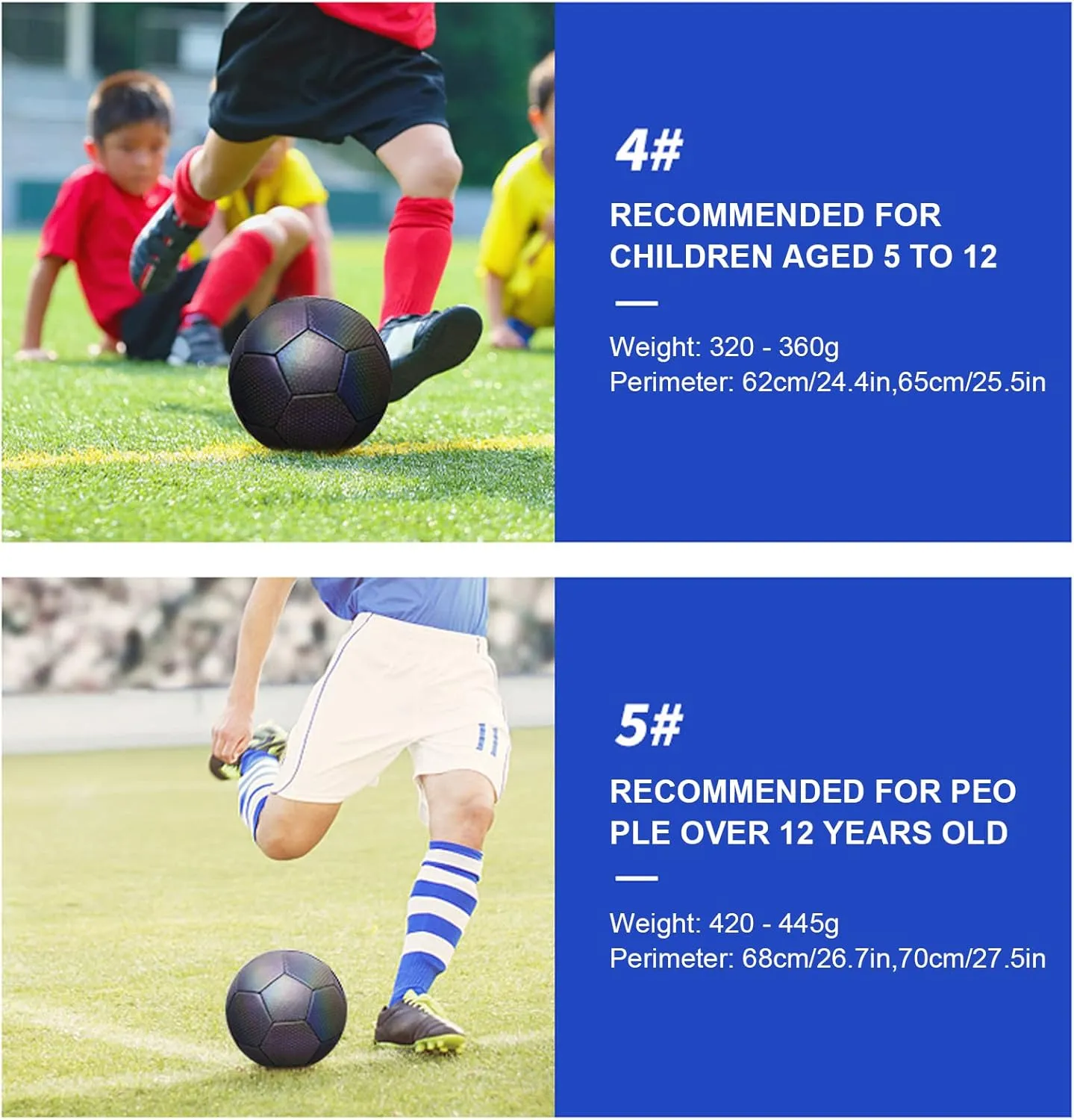 Luminous Soccer Ball for Night Games & Training, Reflective Soccer Ball with Net Pocket Air Needle, Glow in The Dark Soccer Ball, Sports Gifts for Boys, Kids, & Men(Black, Size 5)