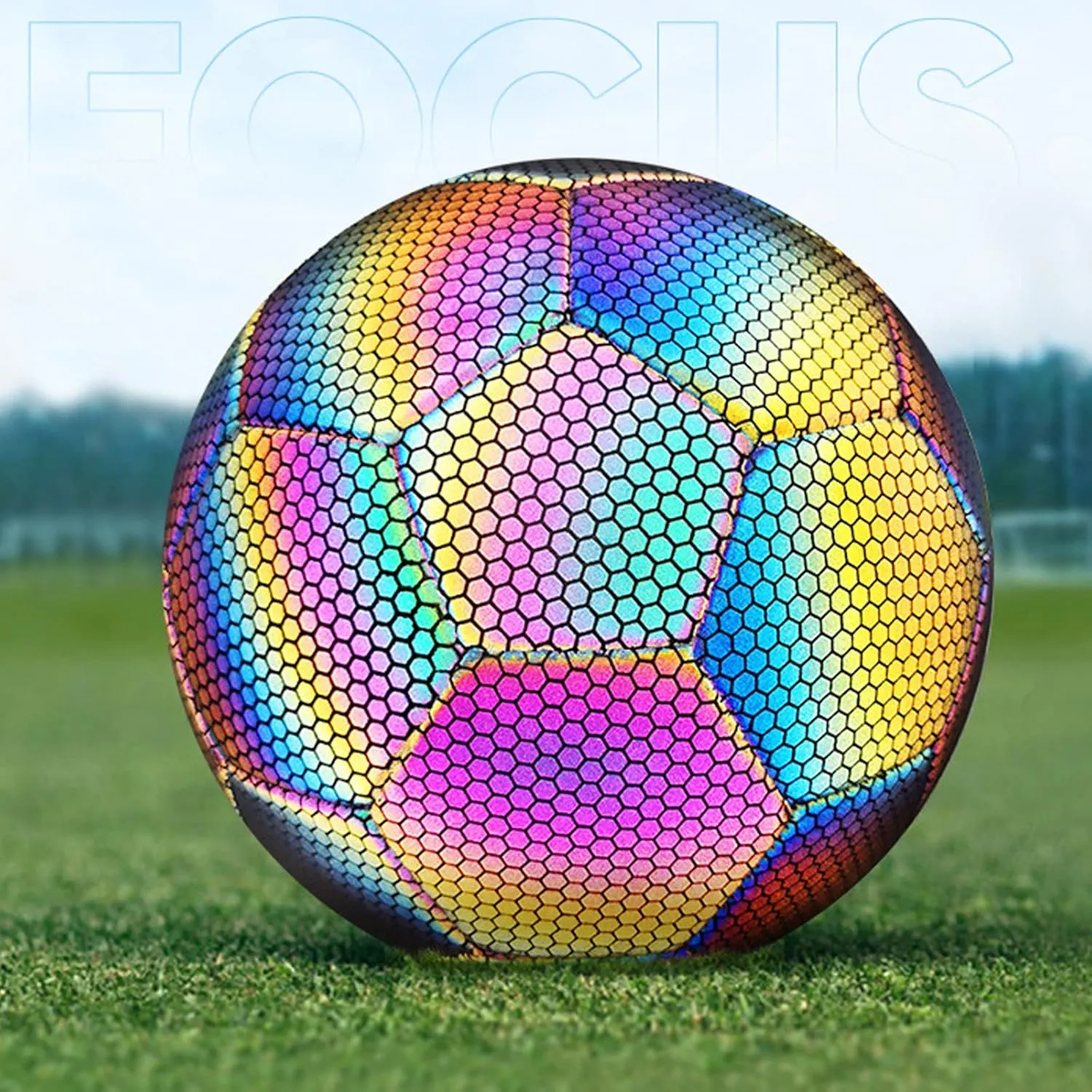 Luminous Soccer Ball for Night Games & Training, Reflective Soccer Ball with Net Pocket Air Needle, Glow in The Dark Soccer Ball, Sports Gifts for Boys, Kids, & Men(Black, Size 5)