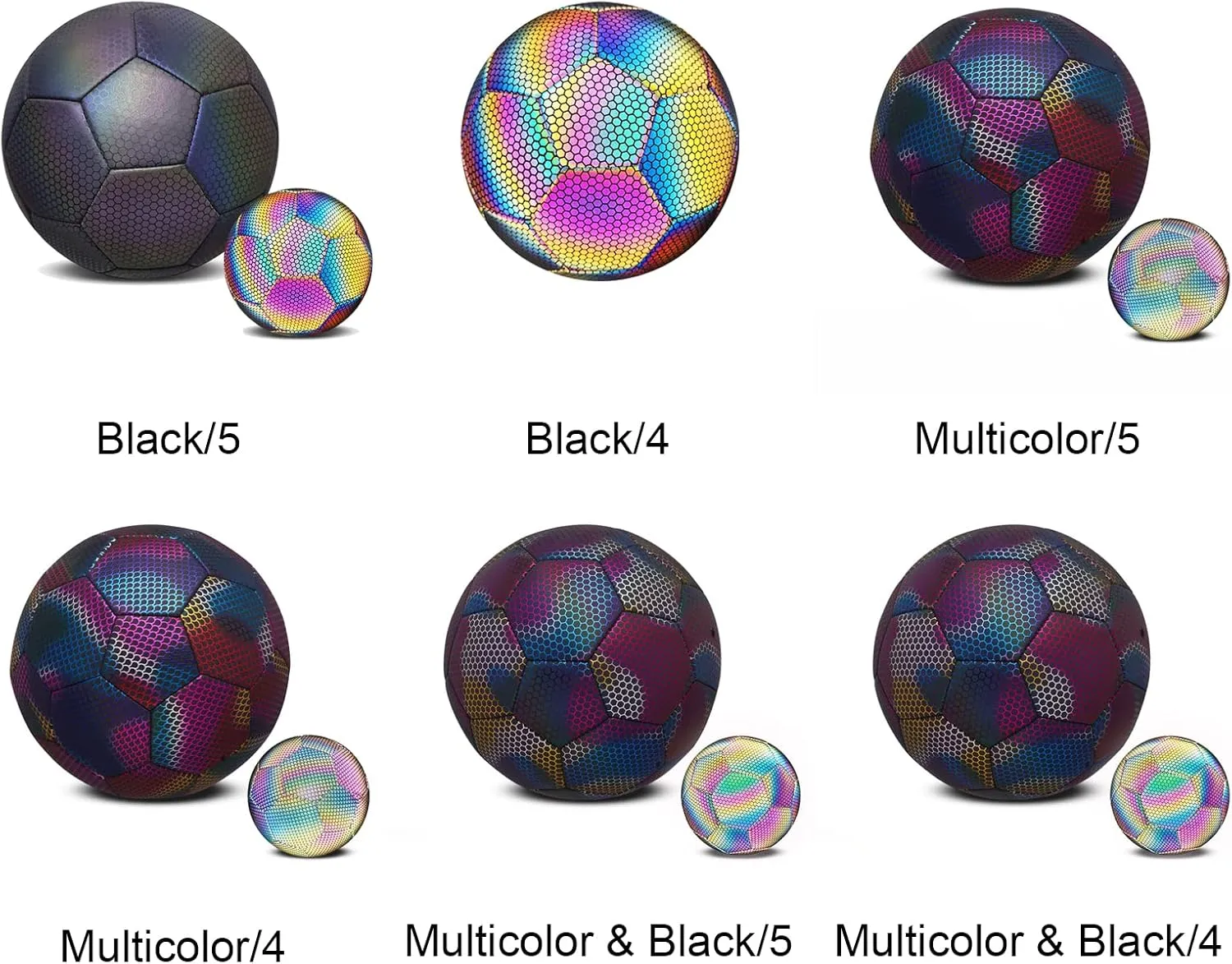 Luminous Soccer Ball for Night Games & Training, Reflective Soccer Ball with Net Pocket Air Needle, Glow in The Dark Soccer Ball, Sports Gifts for Boys, Kids, & Men(Black, Size 5)