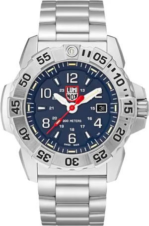 Luminox - Navy Seal Steel XS.3254 - Mens Watch 45mm - Military Watch in Silver/Blue Date Function - 200m Water Resistant - Sapphire Glass - Mens Watches - Made in Switzerland