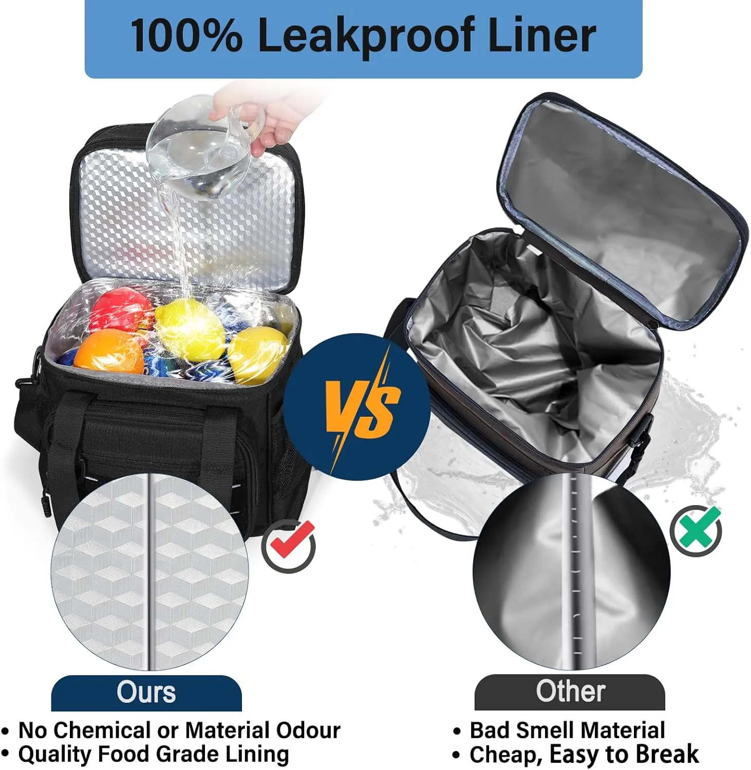 Lunch-Box-Cooler-Bag - Insulated Tactical Lunchbox for Men Women - Large Lunch Pail for Adults Work Outdoor Shifts Trips with American Flag
