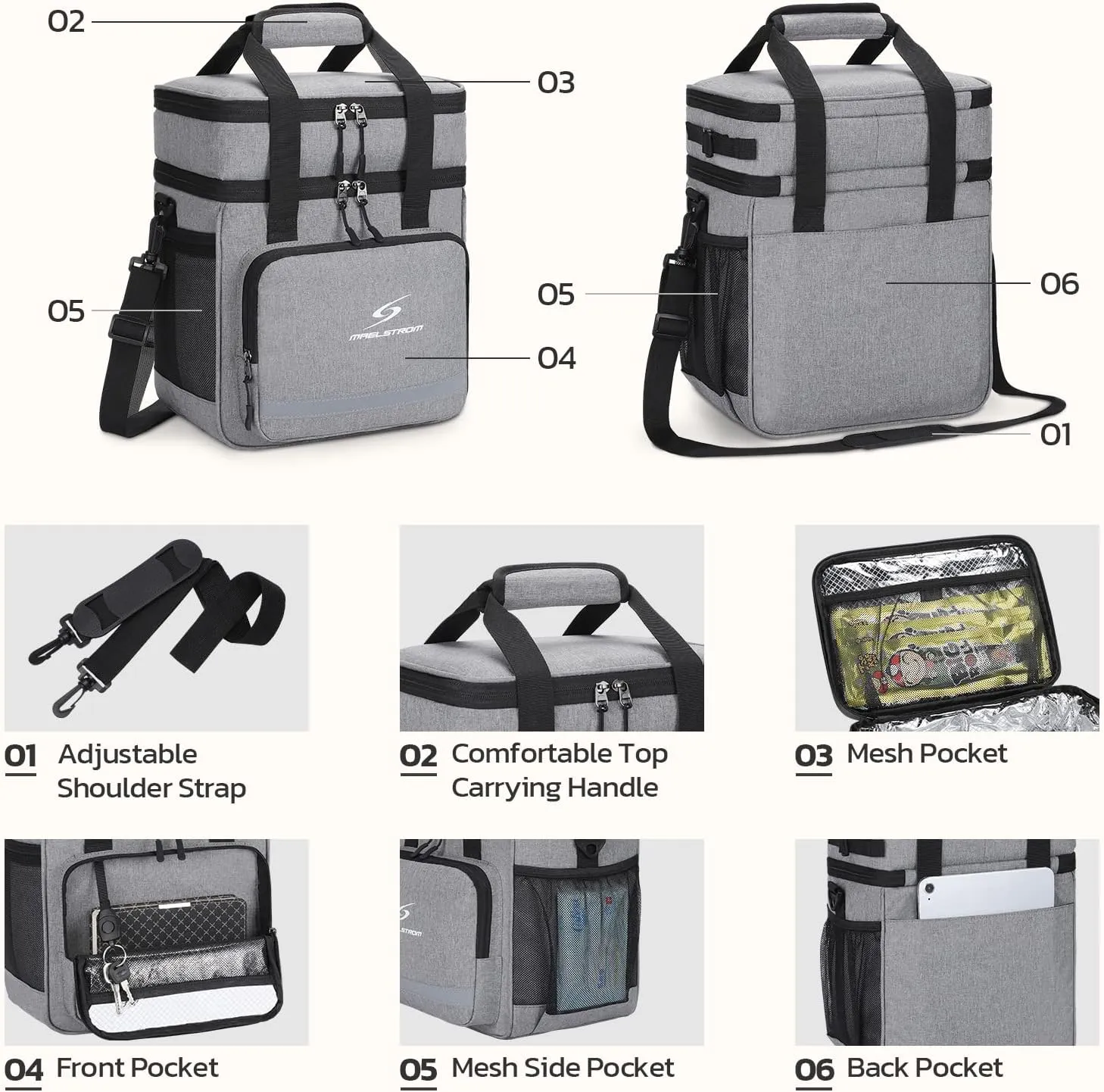 Maelstrom Lunch Box for Men,Insulated Lunch Bag Women/Men,Leakproof Lunch Cooler Bag, Lunch Tote Bag