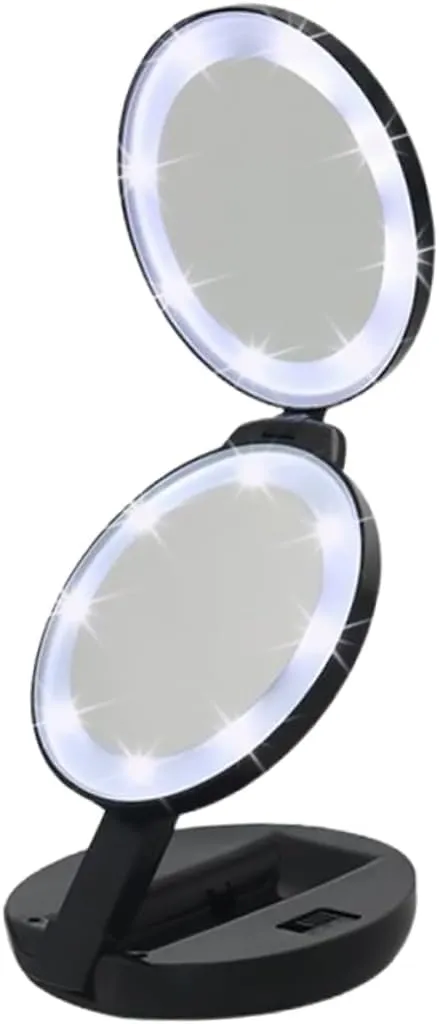 Makeup Mirror Lights Double-Sided 5X Magnifying Compact Portable Led Mirror for Travel