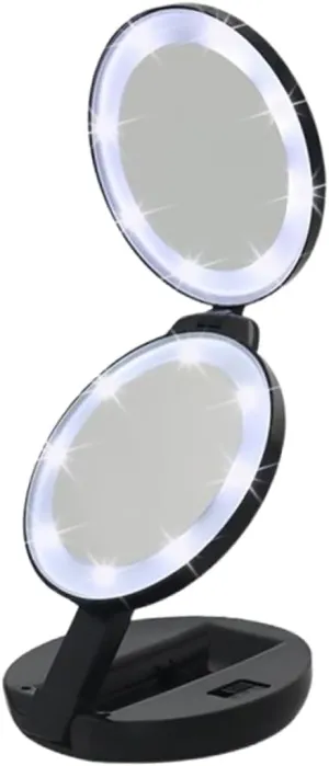 Makeup Mirror Lights Double-Sided 5X Magnifying Compact Portable Led Mirror for Travel