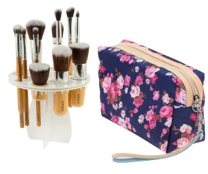 Makeup Set of 11pcs Brushes, Bag and Tree Racks
