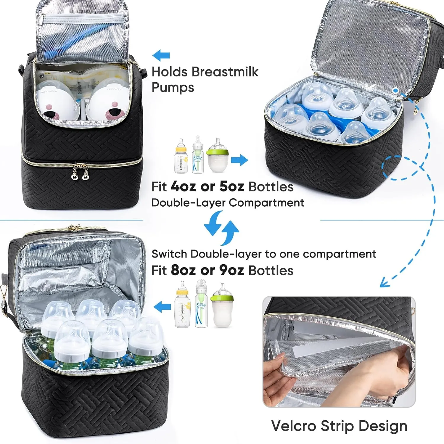 Mam Breastmilk Storage Bag with Ice Pack - Cooler for 6 Bottles Up to 9 Ounce - Insulated Bottle Bag for Daycare