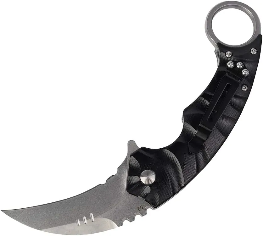 MASALONG kni204 Outdoor Survival Claw Tactical folding knife D2 Steel EDC knives (silver stone wash)