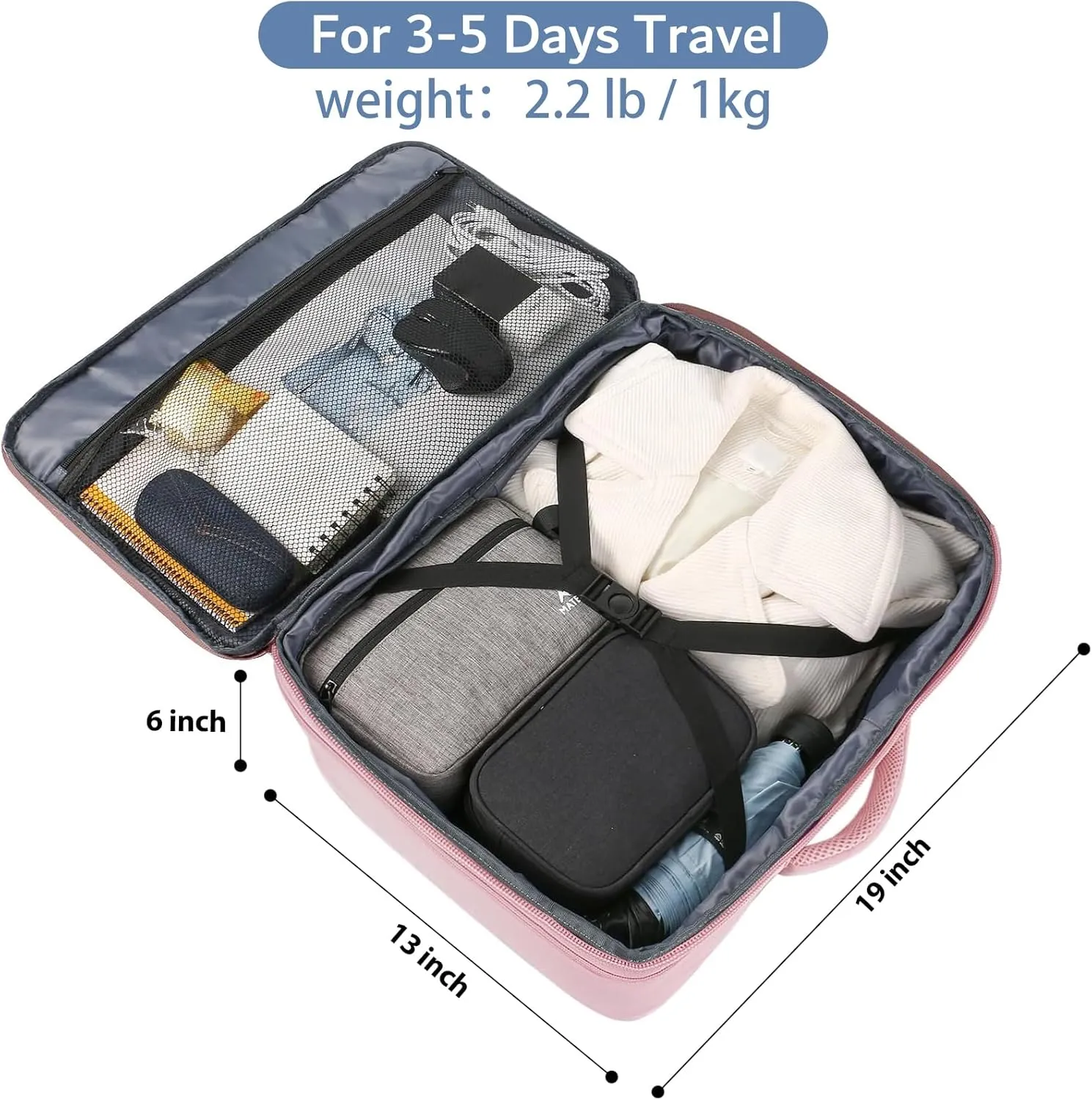 MATEIN Womens Travel Backpack, Extra Large Carryon Backpack Fits Overhead Bin, Cute Weekender Daypack for Travel on Airplane, Traveling Accessories for Women, Pink