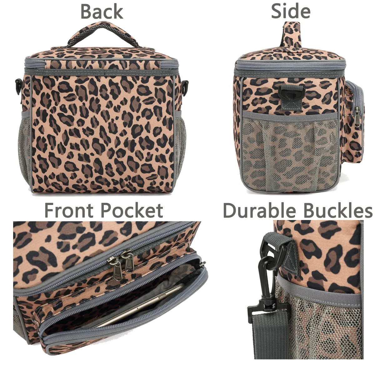 Medium Cooler Bag with Leopard Print