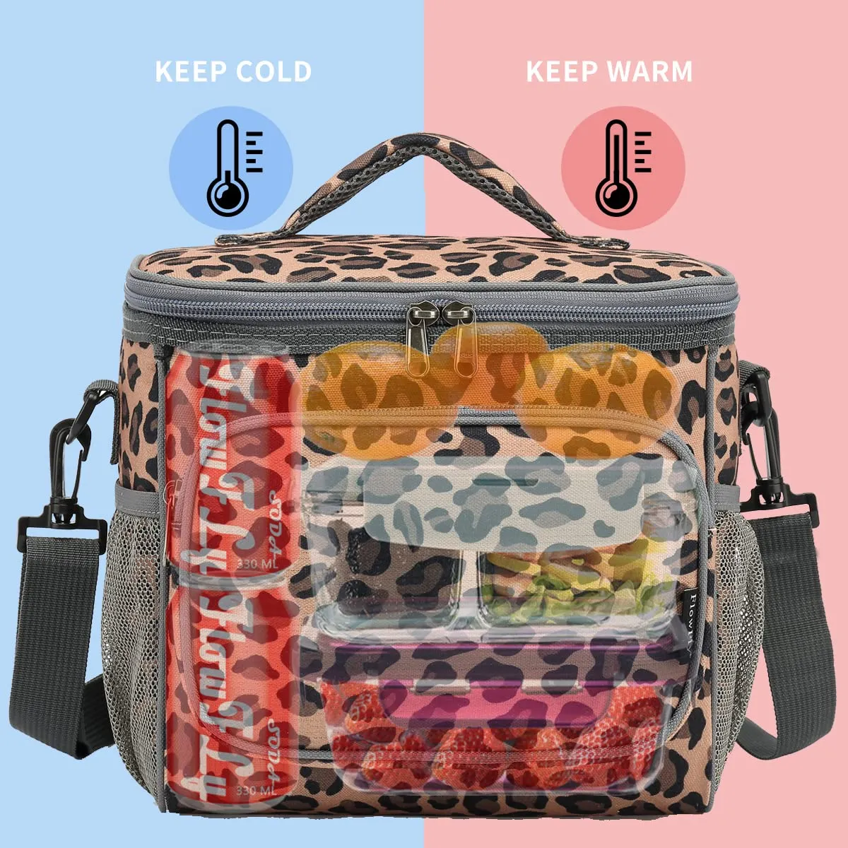 Medium Cooler Bag with Leopard Print
