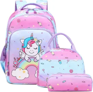 Meisohua Girls School Backpack Set Unicorn Backpack Lightweight Kids School Bookbag Girls Casual Daypack