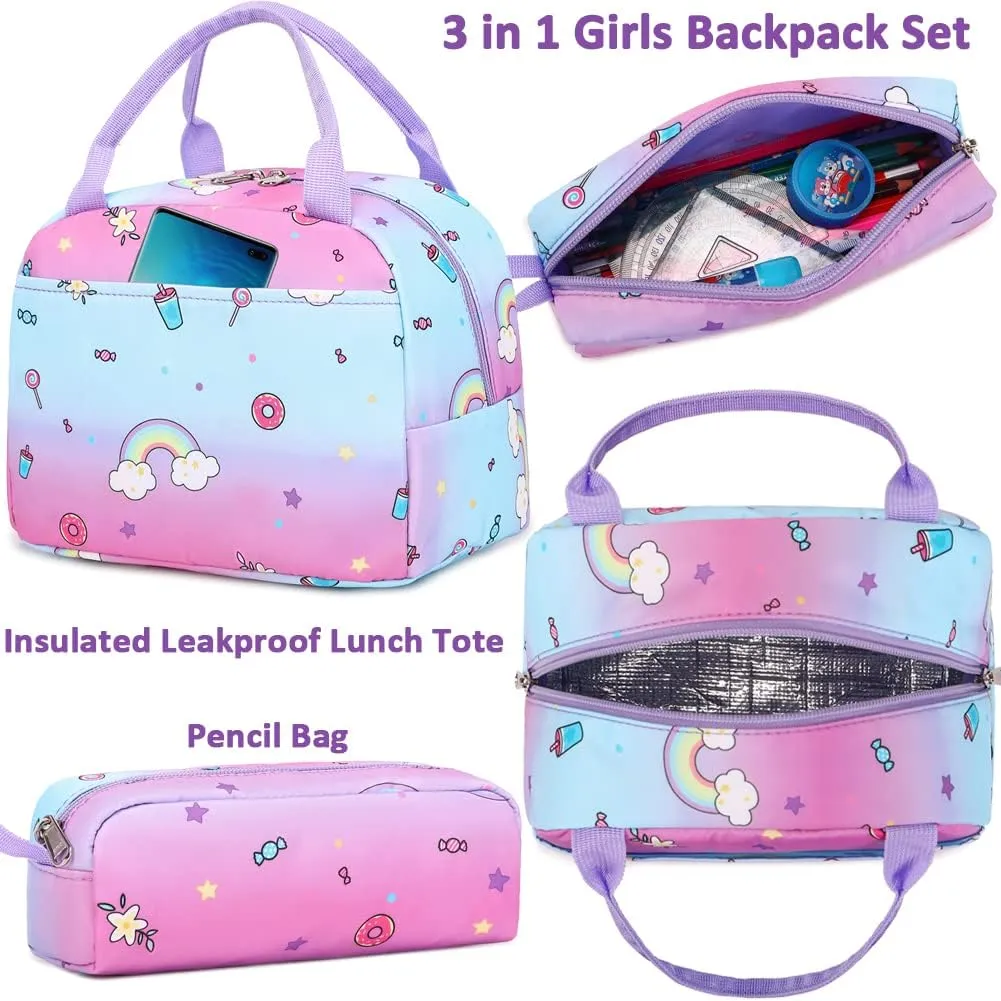 Meisohua Girls School Backpack Set Unicorn Backpack Lightweight Kids School Bookbag Girls Casual Daypack
