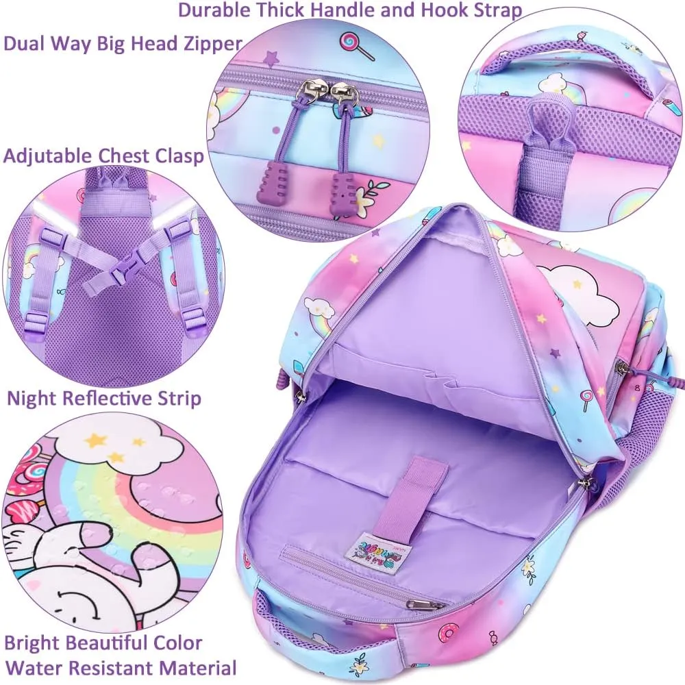 Meisohua Girls School Backpack Set Unicorn Backpack Lightweight Kids School Bookbag Girls Casual Daypack