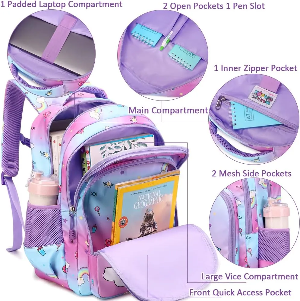 Meisohua Girls School Backpack Set Unicorn Backpack Lightweight Kids School Bookbag Girls Casual Daypack