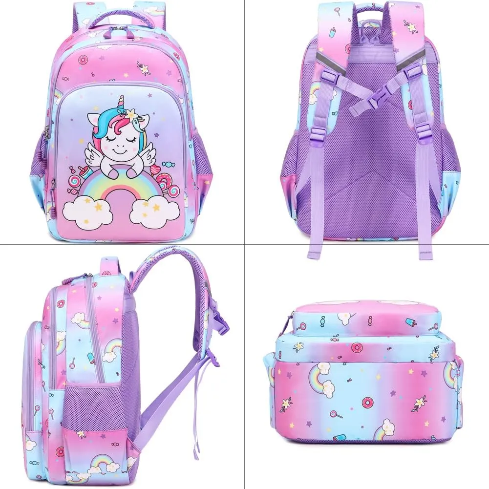 Meisohua Girls School Backpack Set Unicorn Backpack Lightweight Kids School Bookbag Girls Casual Daypack