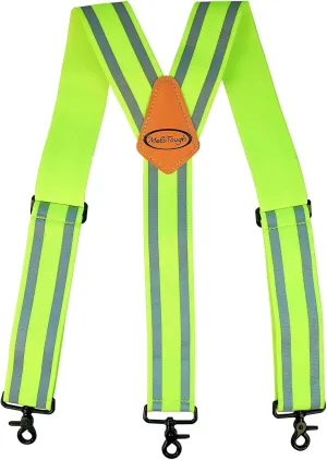 MELOTOUGH Tool Belt Suspenders Reflective Safety Suspenders With Fully Elastic 2 inch Wide Y back Heavy Duty Suspenders