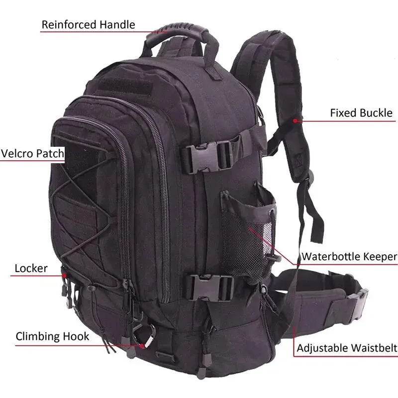Men Capacity Complete product line Molle Outdoor Climbing Hiking Camping Travel Premium-grade Backpack Waterproof Large Rucksack 65L Tactical Bag