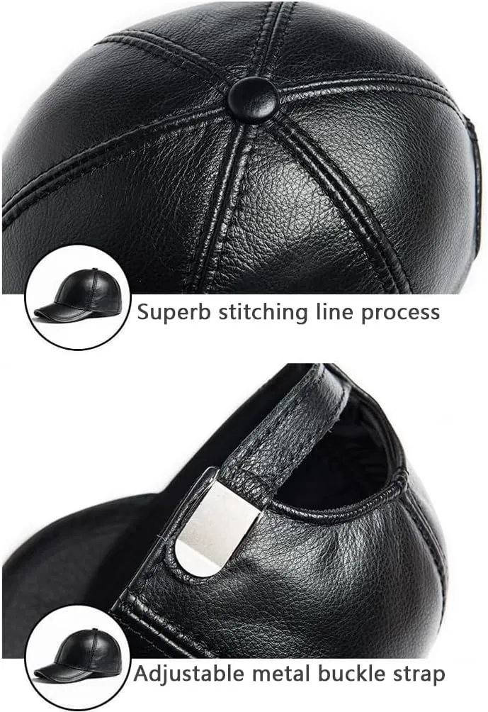 Men Women Lambskin Leather Baseball Cap for Outdoor Travel