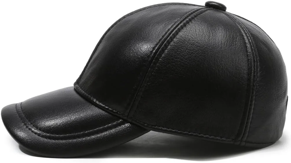 Men Women Lambskin Leather Baseball Cap for Outdoor Travel