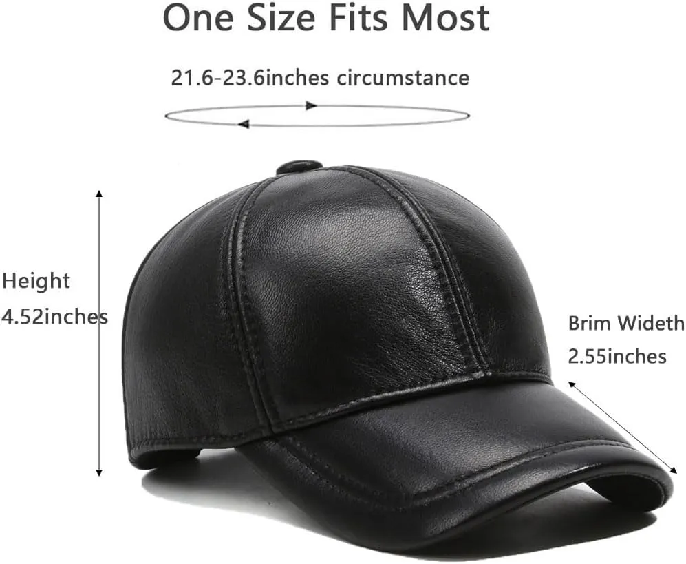 Men Women Lambskin Leather Baseball Cap for Outdoor Travel