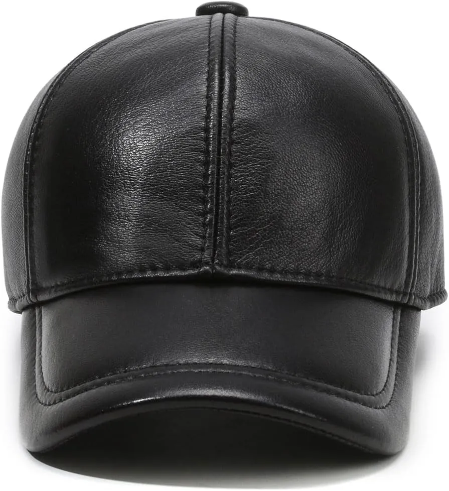 Men Women Lambskin Leather Baseball Cap for Outdoor Travel