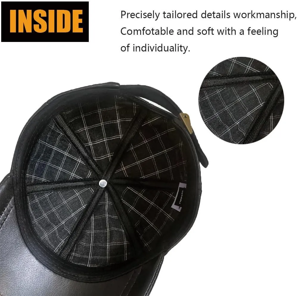Men Women Lambskin Leather Baseball Cap for Outdoor Travel