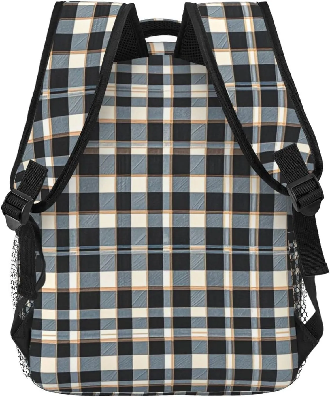 Men Women Polyester Retro Scottish Tartan Plaid Art Daypack Big Capacity Shoulder Bag With Smooth Zippers for Hiking Work Walking Cycling