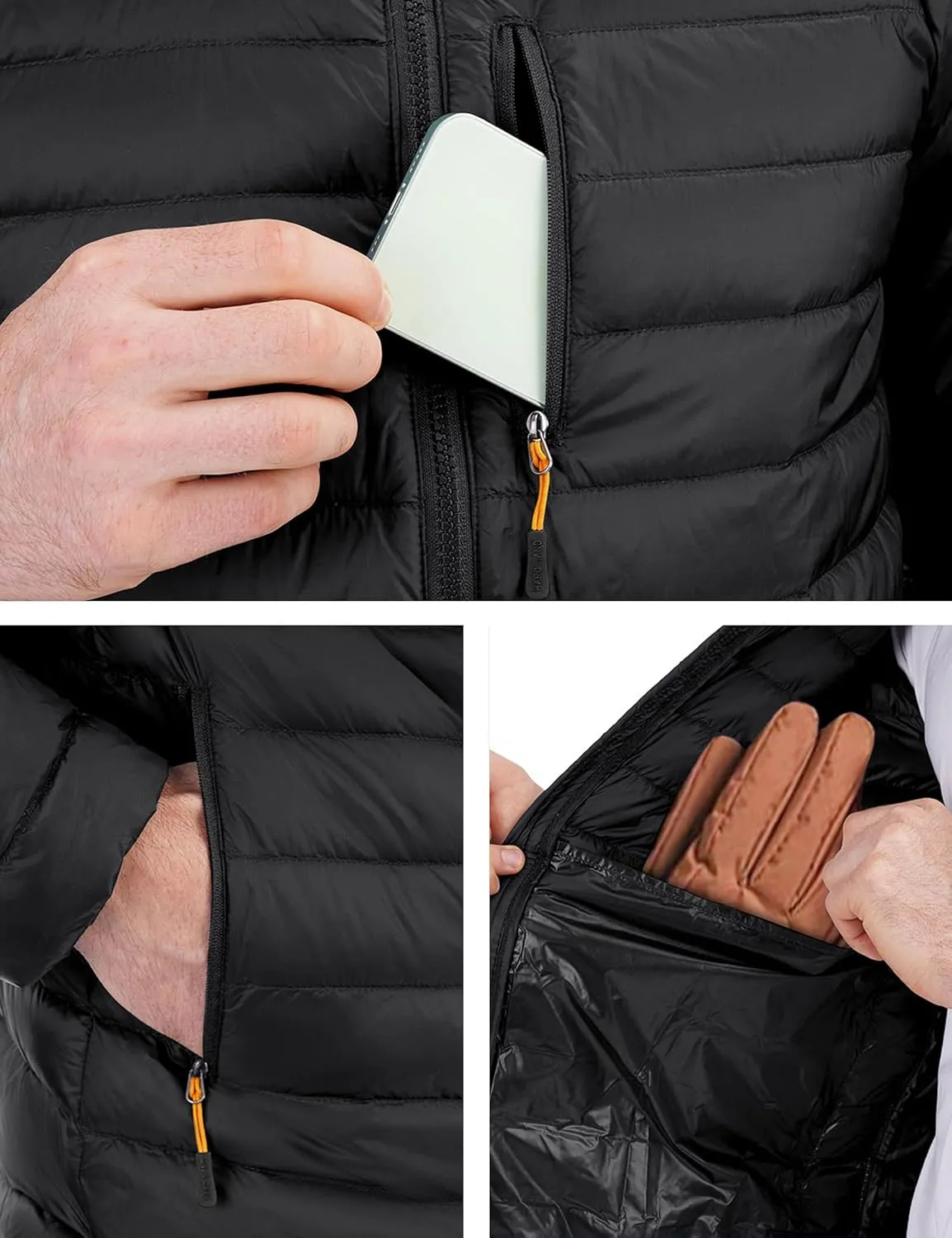 Men's Lightweight Puffer Jacket Insulated Water-Resistant Outdoor Winter Down Jacket for Men