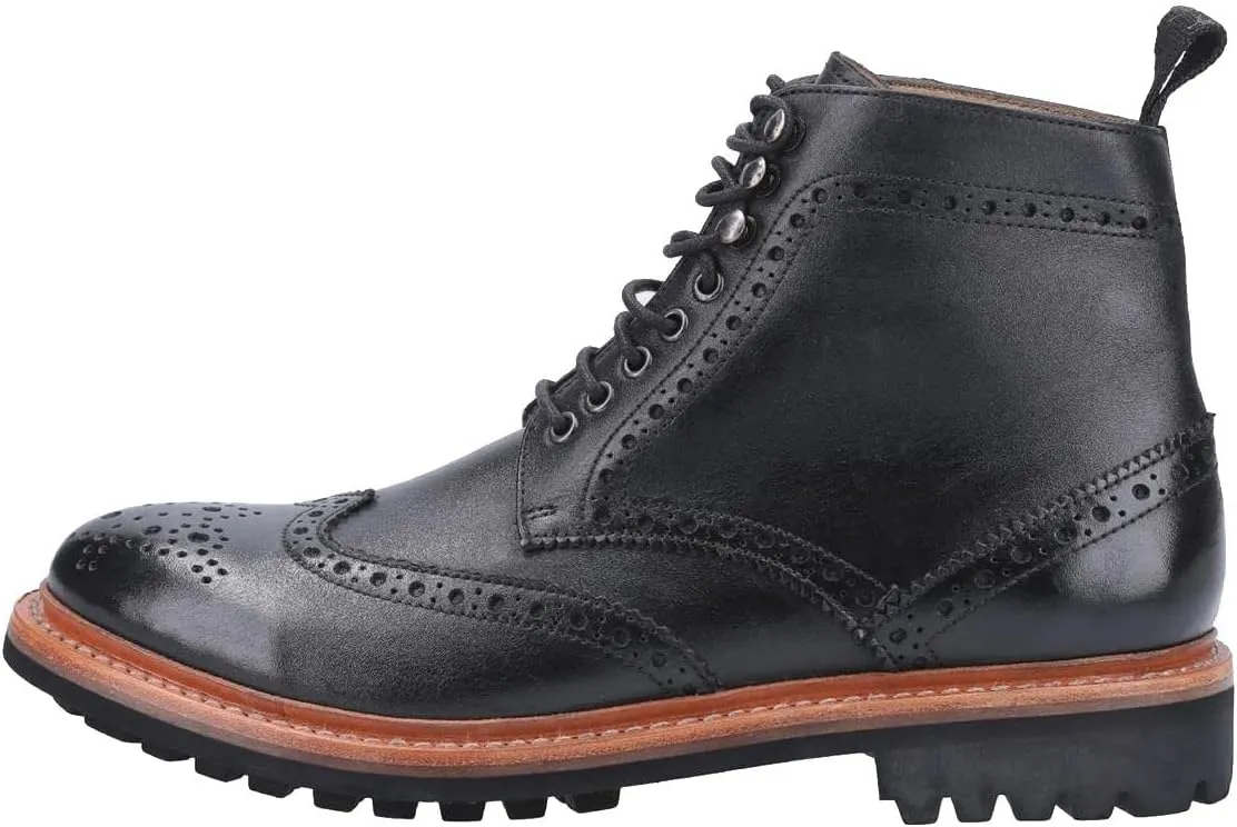 Mens Rissington Commando Goodyear Welt Lace Up Boot Black Size UK 9 EU 43