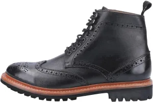 Mens Rissington Commando Goodyear Welt Lace Up Boot Black Size UK 9 EU 43