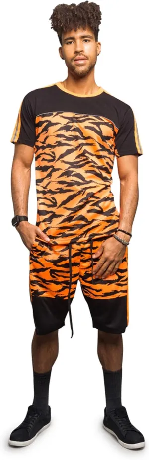 Men's Tracksuit Set Short Sleeve Top and Shorts