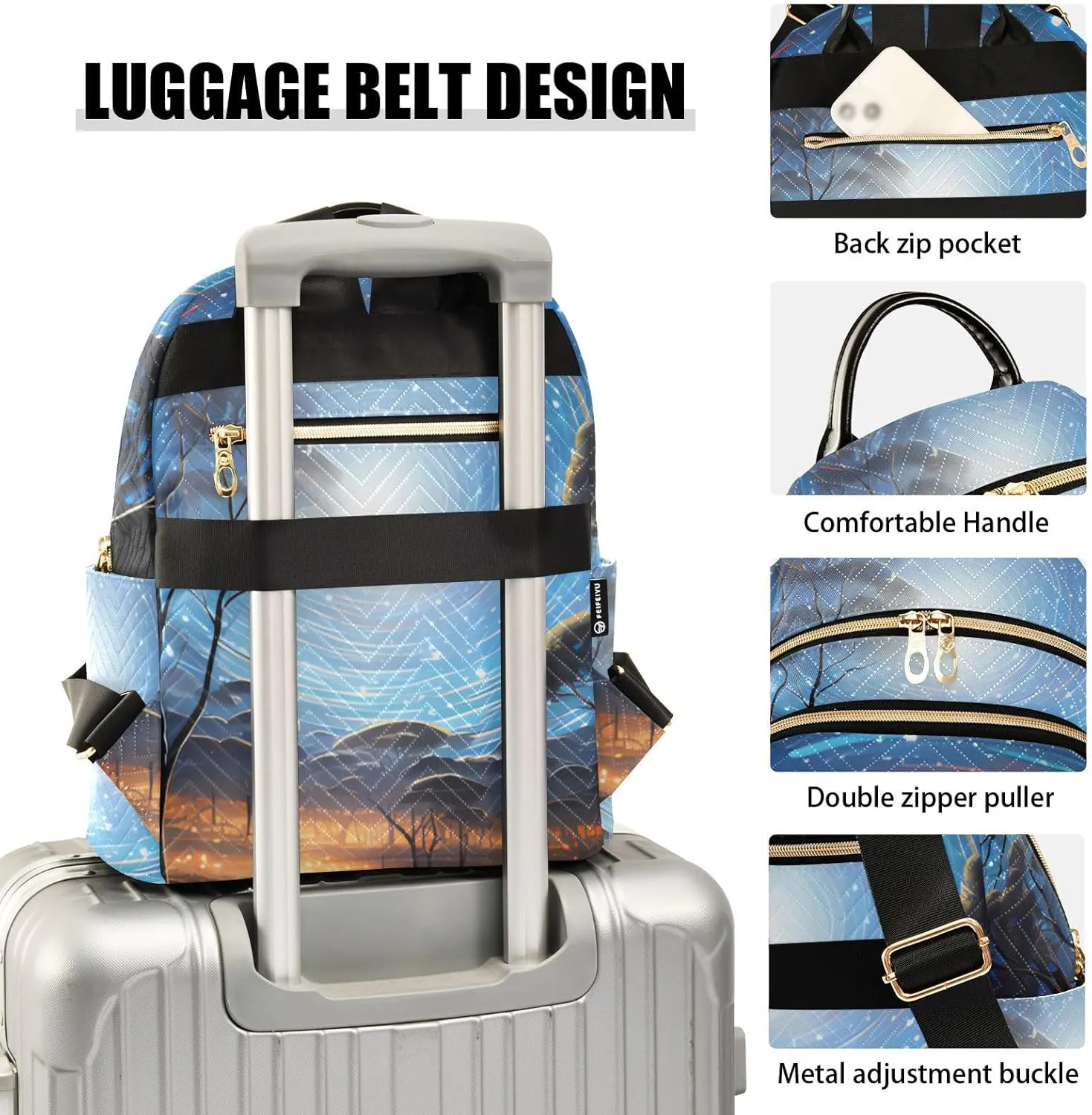 Meteor Firefly Fashion Travel Backpack for Women Multi Pockets Lightweight Purse for Women-M