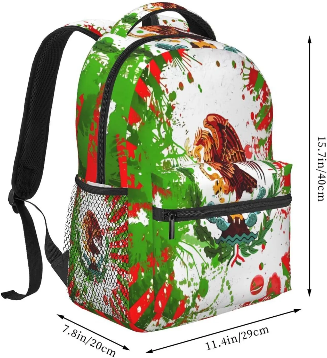 Mexican Flag Viva México Art Backpack Casual Laptop Backpack Double Shoulder Bag Lightweight Backpack For Women Men Travel