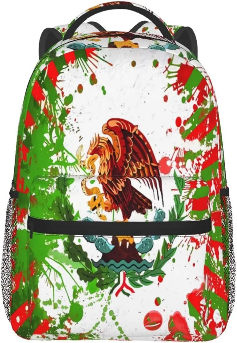 Mexican Flag Viva México Art Backpack Casual Laptop Backpack Double Shoulder Bag Lightweight Backpack For Women Men Travel
