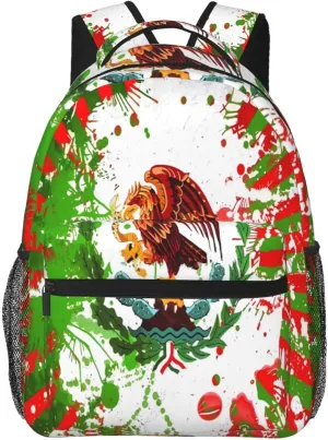 Mexican Flag Viva México Art Backpack Casual Laptop Backpack Double Shoulder Bag Lightweight Backpack For Women Men Travel