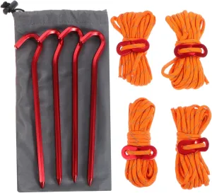 Milisten Tent Fixing Nails Set 4mm Aluminum Alloy Tent Stakes Reflective Rope Camping Supply Kit Canopy and Awning