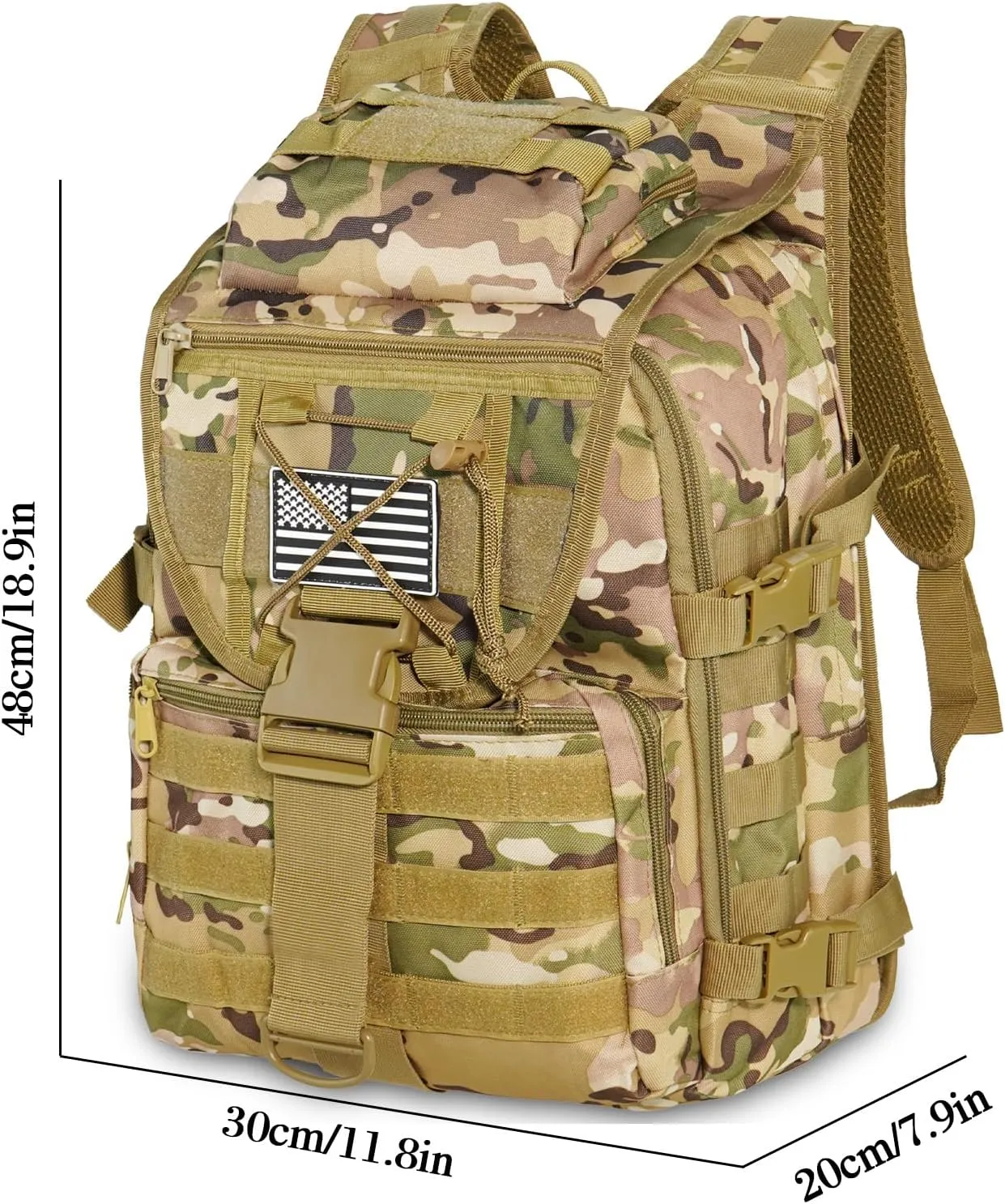 Military Tactical Hiking Backpacks for Men, Survival Army Camo Rucksack for Camping Trekking