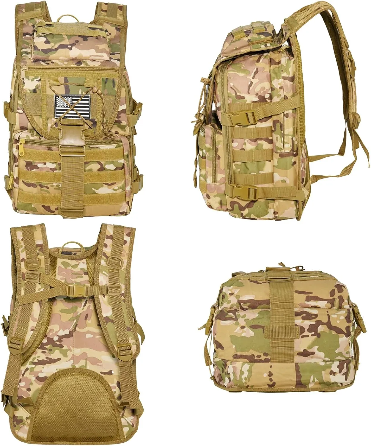 Military Tactical Hiking Backpacks for Men, Survival Army Camo Rucksack for Camping Trekking