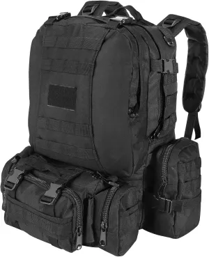 MINGPINHUIUS Military Tactical Backpack, 55L Large Capacity Army 3 Day Assault Pack Multifunctional Detachable Molle Bag Travel Backpack for Outdoor Hiking Camping Hunting (Black)