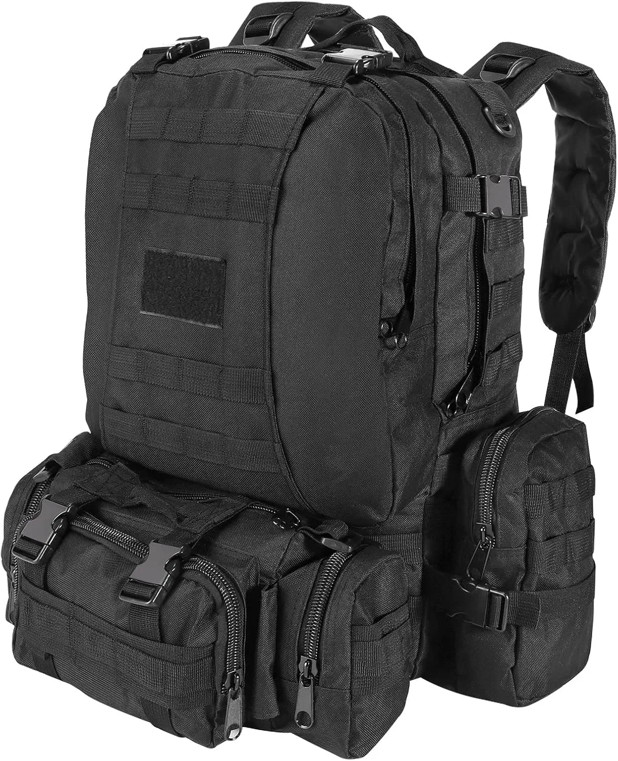 MINGPINHUIUS Military Tactical Backpack, 55L Large Capacity Army 3 Day Assault Pack Multifunctional Detachable Molle Bag Travel Backpack for Outdoor Hiking Camping Hunting (Black)